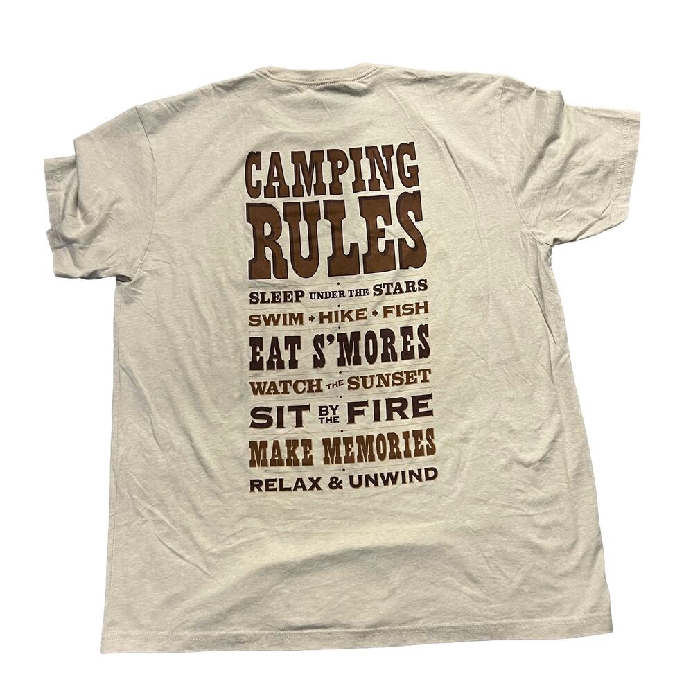 Disney Fort Wilderness Resort 50th Anniversary T-Shirt XL Camping Rules Beige